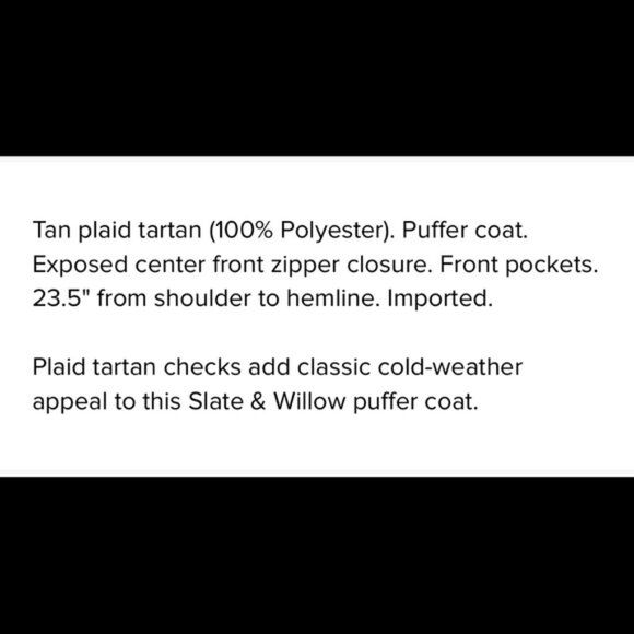 Slate & Willow plaid puffer - Picture 6 of 6